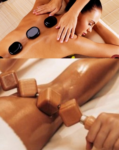 Maderoterapia facial y corporal m&aacute;s masaje piedras calientes